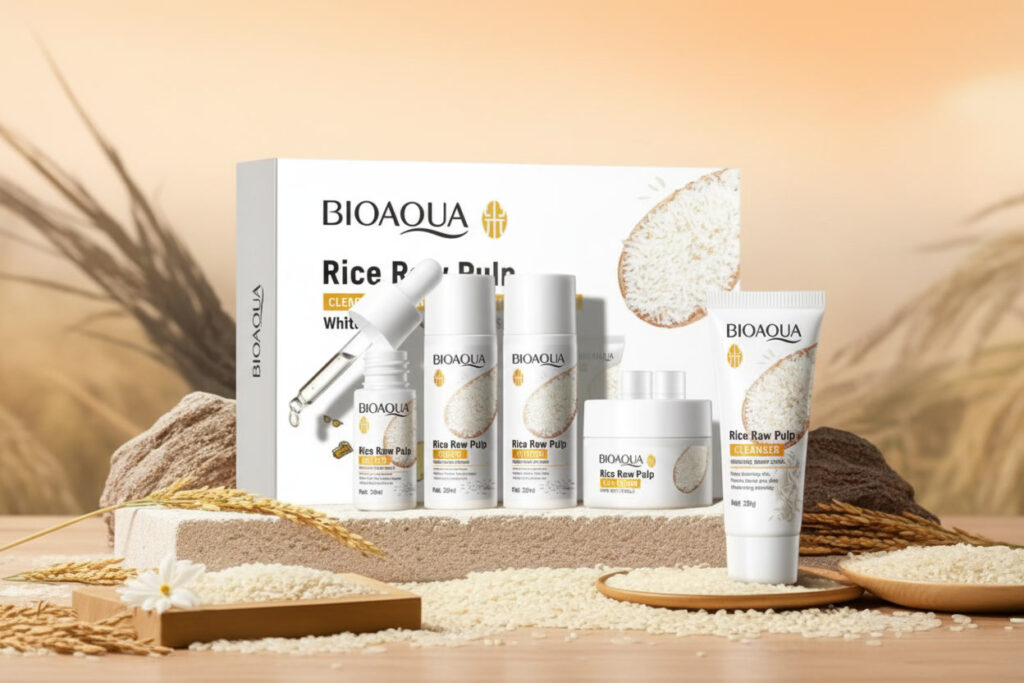 bioaoua rice whitening set review for hydrated skin