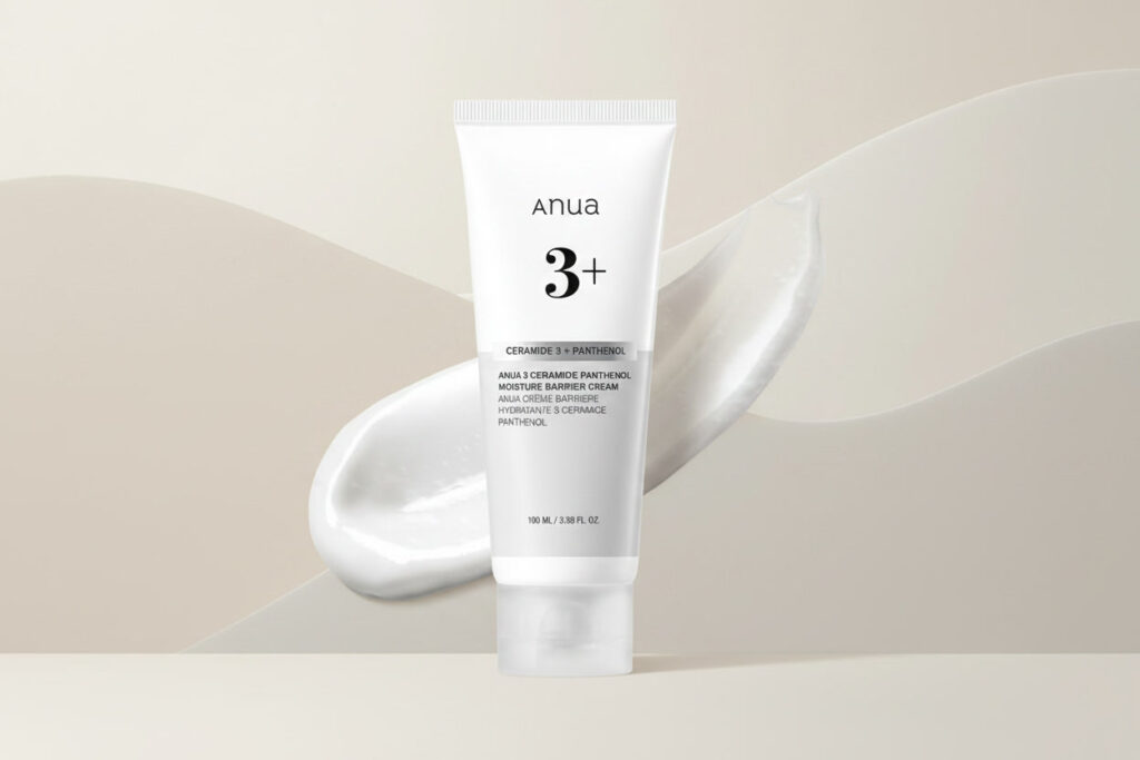 anua 3 ceramide panthenol moisture barrier cream jar on white background — korean skincare moisturizer for skin barrier repair