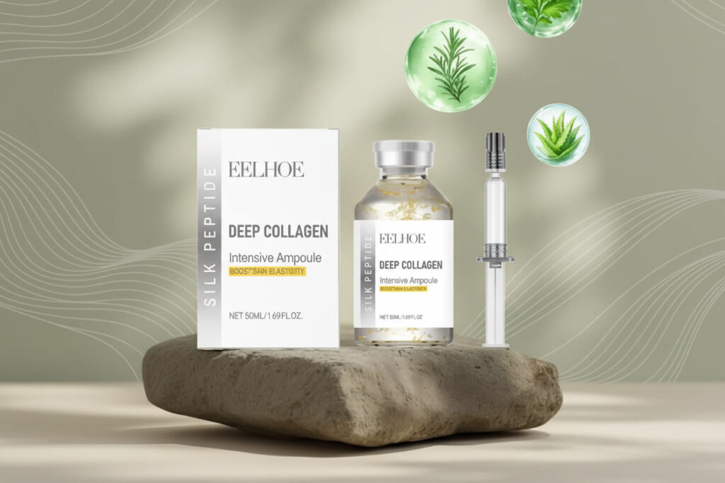 anti wrinkle peptide serum for fine lines bottle with skincare routine