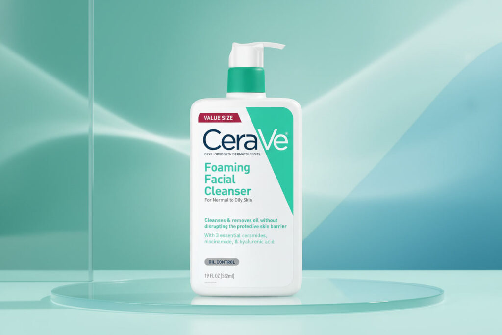 cerave foaming facial cleanser 19oz — oily skin cleanser with niacinamide and ceramides