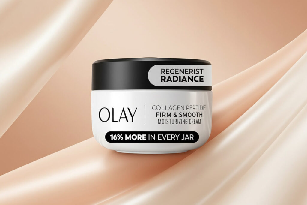 Collagen Peptide Face Moisturizer 6 Real Benefits olay regenerist radiance collagen peptide face moisturizer jar on skincare shelf