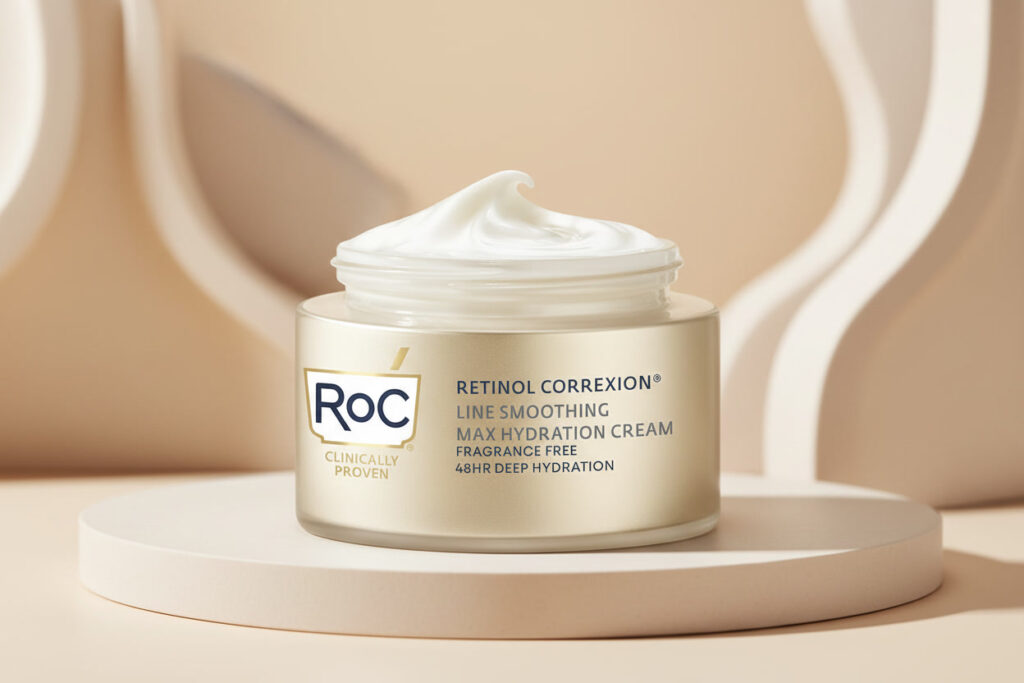 RoC Retinol Moisturizer With Hyaluronic Acid Review roc retinol correxion max hydration face moisturizer with hyaluronic acid 1.7 oz jar